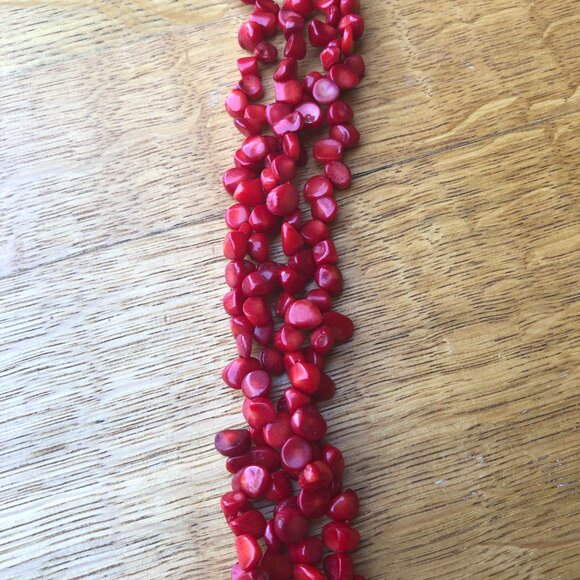 New Red Coral Multi-Strand Necklace - 18 inches - Picture 5 of 8
